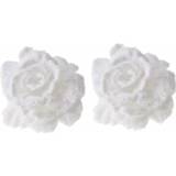 👉 Active witte 2x Kerstboomdecoratie roos met glitters en sneeuw 10 cm