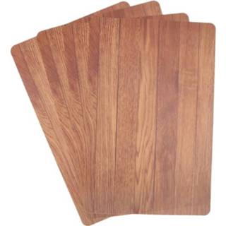 👉 Placemat bruine hout kunststof bruin 4x print 44 cm - Placemats/onderleggers 8720147232646