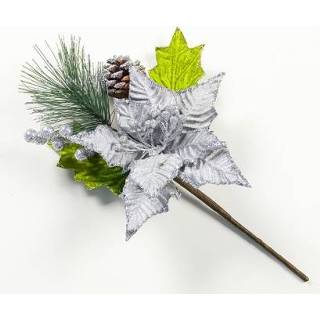 👉 Kerstboom zilver active 2 STKS Dennennaalden Dennenappels Decoratieve Artikelen (Zilver)
