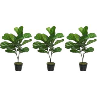 👉 3x Groene vijgenboom kunstplanten 71 cm met zwarte pot