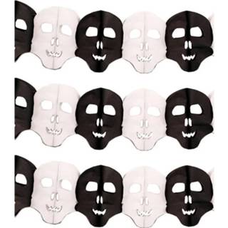 👉 3x Papieren Halloween doodshoofd slingers 6 meter