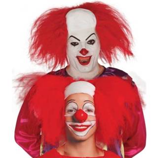 👉 Synthetisch rood Horror killer clownspruik voor volwassenen - Halloween Horrorclown 8720147439953