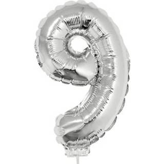 👉 Zilver active Opblaasbare cijfer ballon 9 41 cm
