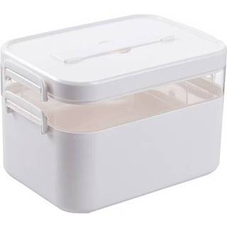 👉 Opbergdoos wit active Huishoudelijke draagbare cosmetische afwerking Grote capaciteit Family Safety Emergency Storage Box Dubbellaags medicijnkastje, maat: S-24x16.5x16cm (wit)