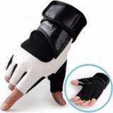 👉 Handschoenen wit active Paardrijden Bergbeklimmen Fitness Halfvinger Ademend Antislipuitrusting Trainingshandschoenen (wit)