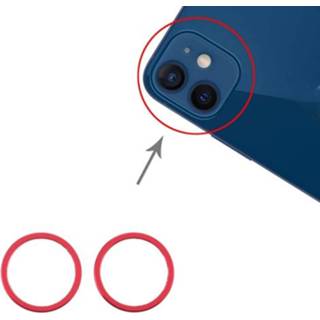 Achteruitrijcamera rood metalen active 2 stuks glazen lens beschermring ring voor iPhone 12 Mini (rood)
