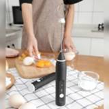 👉 Handvat zwart active Keuken Elektrische Hand-held Eiklopper Melk Koffiemixer Roestvrijstalen Mini Mixer (Zwart)