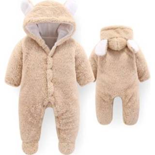 👉 Rompertje bruin active baby's jongens meisjes kinderen Herfst winter baby rompertjes footies bodysuit capuchon katoenen jumpsuit jongen meisjeskleding, kindermaat: 3M (lichtbruin)