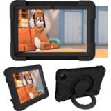 👉 Handvat zwart siliconen active kinderen Voor Amazon Kindle Fire HD8 (2020) pc + schokbestendige combinatiebehuizing met 360 graden roterende houder en (zwart)