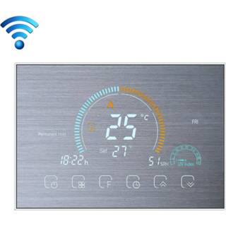 👉 Kamerthermostaat staal active BHT-8000WM-GALW-SS Geborsteld roestvrij Spiegelregeling Waterverwarming Energiezuinig en milieuvriendelijk Smart Home Negatief LCD-scherm Ronde met WiFi