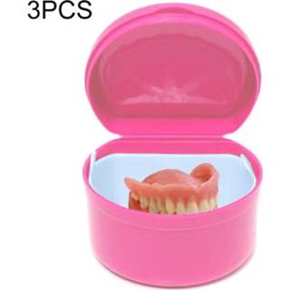 👉 Opbergdoos roze active 3 STKS draagbare gedeeltelijke prothese tandenverzorgingskoffer tandheelkundige lade box (roze)