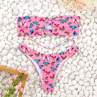 Bikini polyester S M roze Schattig Dieren sets criss cross