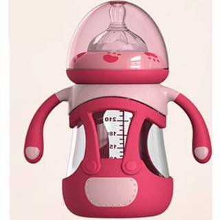 👉 Babyfles rood borosilicaatglas active baby's van hoog met siliconen hoes, capaciteit: 240 ml (rood)