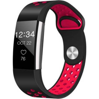 Sport band rood zwart Strap-it® Fitbit Charge 2 (zwart/rood) 7424913326300
