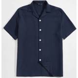 👉 Overhemd polyester Donker Blauw mannen Casual Vlak voor man Voorpand met Knoopjes
