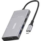 👉 Dockstation active Onten 95113 8 in 1 USB 3.0 x2 + SD / TF HDMI VGA 3,5 mm-aansluiting Type-C USB-C (PD 3.0) Multifunctioneel HUB-converter