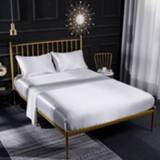 👉 Kussenslop wit zijde active Home Ice Silk Simulation Zijden vierdelige kussensloop Vlakke hoeslaken set, maat: US-Queen / UK-K: 153x203x40cm (wit)