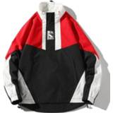 👉 Pullover rood XL active mannen Colour Matching Printed Stand Collar Casual Jacket voor Heren (Kleur: Maat: XL)