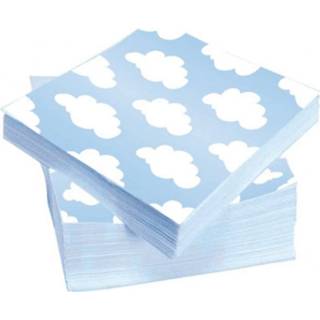 👉 20x stuks wolken geboorte jongen servetten 33 x 33 cm