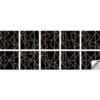 👉 Trap active 2 sets geometrisch patroon wandtegel sticker fornuis water- en oliebestendige stickers, specificatie: L: 20x20cm (HT-019 koper)