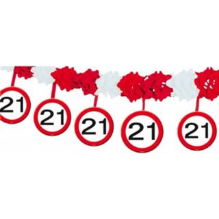 👉 Verkeersbord papier multikleur Verkeersborden Verjaardag Feest Slingers 21 Jaar Van 4 Meter - Feestartikelen/versiering 8718758142386