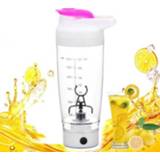 👉 Waterfles roze wit active 600ML Mixer Draagbare Elektrische Eiwit Automatische Creatieve Koffiemelkbeker (Lichtroze + Wit)