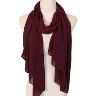 👉 Sjaal wijnrood active vrouwen Dames effen kleur natuurlijke vouw chiffon tulband, maat: 180cm (diep wijnrood)