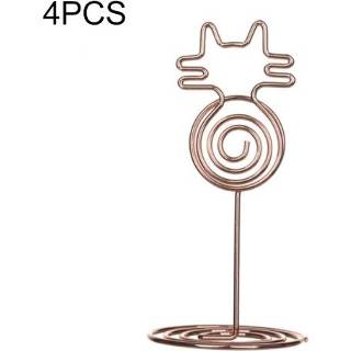 👉 Visitekaarthouder metalen rose goud active 4 STKS Cartoon Kat Foto Clip Creatieve Desktop Notitieklem (Rose Goud)