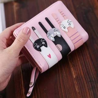 👉 Portemonnee roze active vrouwen Cartoon Cat Cute Lady Wallet Card Pocket Coin Purse (Pink)