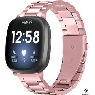 👉 Stalen band roze Strap-it® Fitbit Sense (rosé pink) 8720391620824