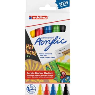 👉 Medium stuks active online only Edding acrylic marker set 5100 - 5 basis 4057305030931