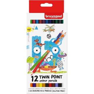 👉 Kleurpotlood kinderen Bruynzeel Kids kleurpotloden Twin Point, set van 12 stuks in geassorteerde kleuren 8712079420970