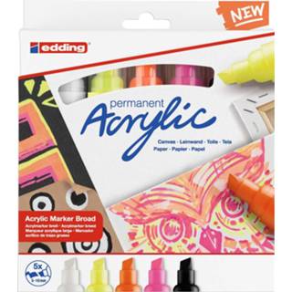 👉 Stuks active online only Edding acrylic marker broad set - neon 5 4057305030849