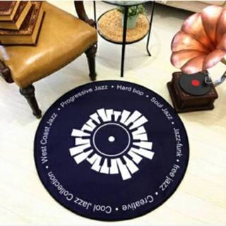 👉 Tapijt zwart wit active Creatieve Retro 3D DVR Record Ronde CD Vloermat Home Decor Woonkamer Kid Slaapkamer Decoratie Tapijt, Diameter 80 cm (Zwart + Wit)