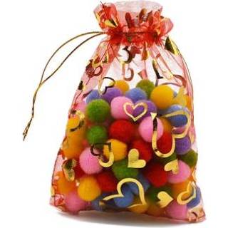 👉 Snoep rood active 100 STKS Gift Pouches Bag Organza Bags Sieraden Verpakking Zakken, Afmeting: 7x9cm (Rood)