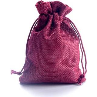 👉 Trekkoord wijnrood linnen active feestelijke 50 STKS Multi size Jute Gift Bags Zakken Bruiloft Verjaardagsfeestje Gunsten Bags, Maat: 7x9cm (Wijnrood) 6922241182960