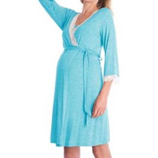 👉 Zwangerschapsjurk l active baby's met kanten stiksels op de mouwen (kleur: babyblauw, maat: L)