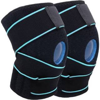👉 Sportband zwart blauw siliconen active 2 STKS Compressie Kniebeschermers Hardlopen Sport Fietsen (Zwart Blauw)