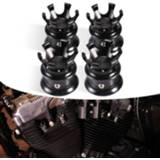 👉 Motorfiet zwart active 4 stks / set motorfiets gemodificeerde kroon motor schroef decoratieve cover voor harley 750/883/1200/72 x48 (zwart)