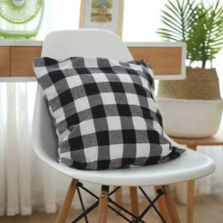 👉 Ornament zwart wit active 4 STKS Kerst Plaid Doek Kussensloop, Zonder Kussen Kern (Zwart Wit)