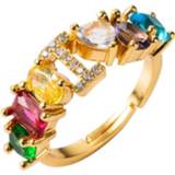 👉 Letterring active Koperen 18K Micro Ingelegd Zirkoon Engelse Letter Ring Hip Hop Style Open (I)
