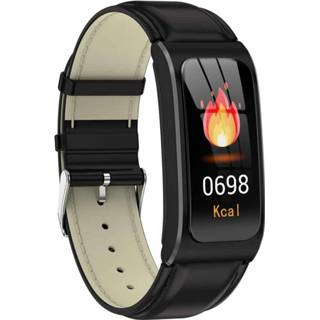 👉 Smartwatch zwart active AK12 1,14 inch IPS kleurenscherm IP68 waterdicht, lederen horlogeband, ondersteuning oproepherinnering / hartslagbewaking bloeddrukbewaking slaapbewaking voorspellen menstruatiecyclus intelligent (zwart)