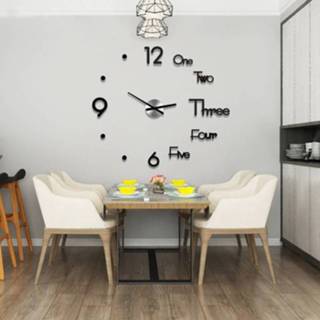 👉 Klok zwart acryl Rotsvlinder klokken sticker modern design woonkamer 3D DIY quartz horloge stille beweging Home decor blad grootte: diameter 60cm (zwart) 8226890035409