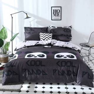 👉 Beddengoed active 4 stks / set gelukkig gezin patroon dekbedovertrek vlakke plaat kussensloop set, maat: 2 m (panda babe)