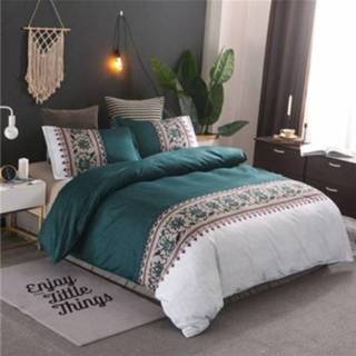 👉 Dekbed active beddengoed sets afdrukken dekbedovertrek kussensloop, zonder lakens, grootte: 200x200 cm-3PCS (pauwblauw)