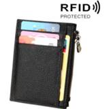 👉 Kaarthouder zwart rundleer 11 active Effen Kleur Rits Portemonnee RFID Blokkeren Kaarttas Beschermhoes, Maat: * 8 1.5cm (Zwart)