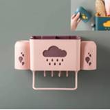 👉 Tandenborstelhouder roze active Keuken en badkamer Niet-geperforeerde wandgemonteerde Apparaatrek voor (roze)