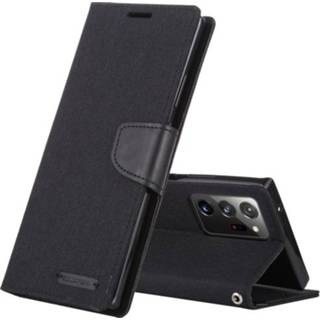 👉 Dagboek zwart canvas PU leather active Voor Samsung Galaxy Note20 Ultra GOOSPERY Textuur Horizontale Flip Case, met Houder&Kaartsleuven&Portemonnee (Zwart)