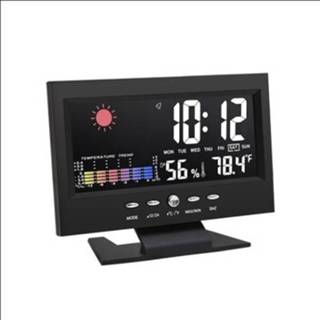 👉 Klok zwart active 8082T weersvoorspelling LED kleurenscherm eeuwigdurende kalender temperatuur en vochtigheid intelligente spraakbesturing elektronische alarmklok, specificatie: