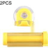 Zuignap geel active 2 stuks creatieve sucker hangbare tandpasta-extruder met en houder (GEEL)